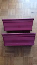 Lot bundel 2 bloembakken jardinières 40cm bordeaux, Ophalen, Kunststof, Minder dan 30 cm, Balkon