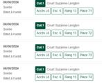Roland Garros 06/06/2024 Suzanne Lenglen Night Session, Tickets en Kaartjes, Sport | Tennis, Juni, Drie personen of meer