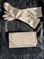 Pochette de soirée satinée vintage, Ophalen of Verzenden, Zo goed als nieuw, Wit, Avondtasje