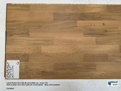 85m2 Lamel Parket click Oak Brus. Matt Lac. Cream 164 =€2750, Huis en Inrichting, Stoffering | Vloerbedekking, Nieuw, Parket, Bruin