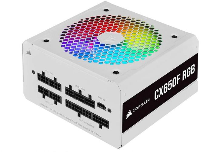 Corsair CX650F voeding wit RGB 650W 80 Bronze, Computers en Software, Interne voedingen, Zo goed als nieuw, Ophalen of Verzenden