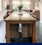 TEAK Tafel met blad in glas, Huis en Inrichting, Ophalen, Zo goed als nieuw, Glas
