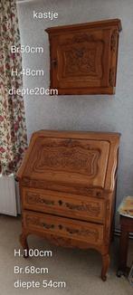 secrétaire in massieve eik met hand gesculpteerd, Huis en Inrichting, Ophalen, Gebruikt