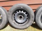 4 jantes tôle bon état + pneus été Opel Corsa, Auto-onderdelen, Banden en Velgen, Ophalen, Gebruikt, 15 inch, Banden en Velgen