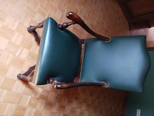 Lederen bureaustoel, Huis en Inrichting, Bureaustoelen, Zo goed als nieuw, Bureaustoel, Groen, Ophalen
