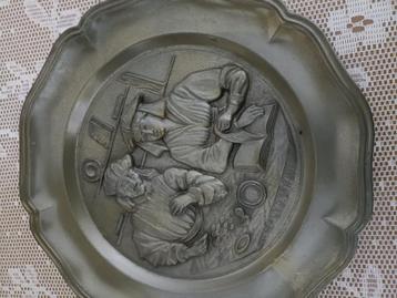 4 Antieke Tinnen Borden - Uniek en Verzamelwaard beschikbaar voor biedingen