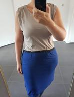 Jurk Blauw Beige XL, Maat 46/48 (XL) of groter, Nieuw, Knielengte, Verzenden