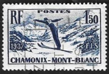1 Postzegel Frankrijk 1937 Internationaal Skikampioenschap  beschikbaar voor biedingen