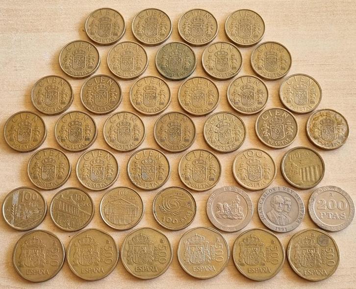 6800 Spaanse Pesetas ( 500 / 200 / 100 Peseta ) 1982 - 1999, Postzegels en Munten, Munten | Europa | Niet-Euromunten, Setje, Overige landen