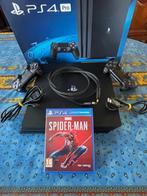 PS4 PRO 1 TB Sony Jet Black + Spiderman spel, Games en Spelcomputers, Spelcomputers | Sony PlayStation 4, Ophalen, Met games, Met 2 controllers