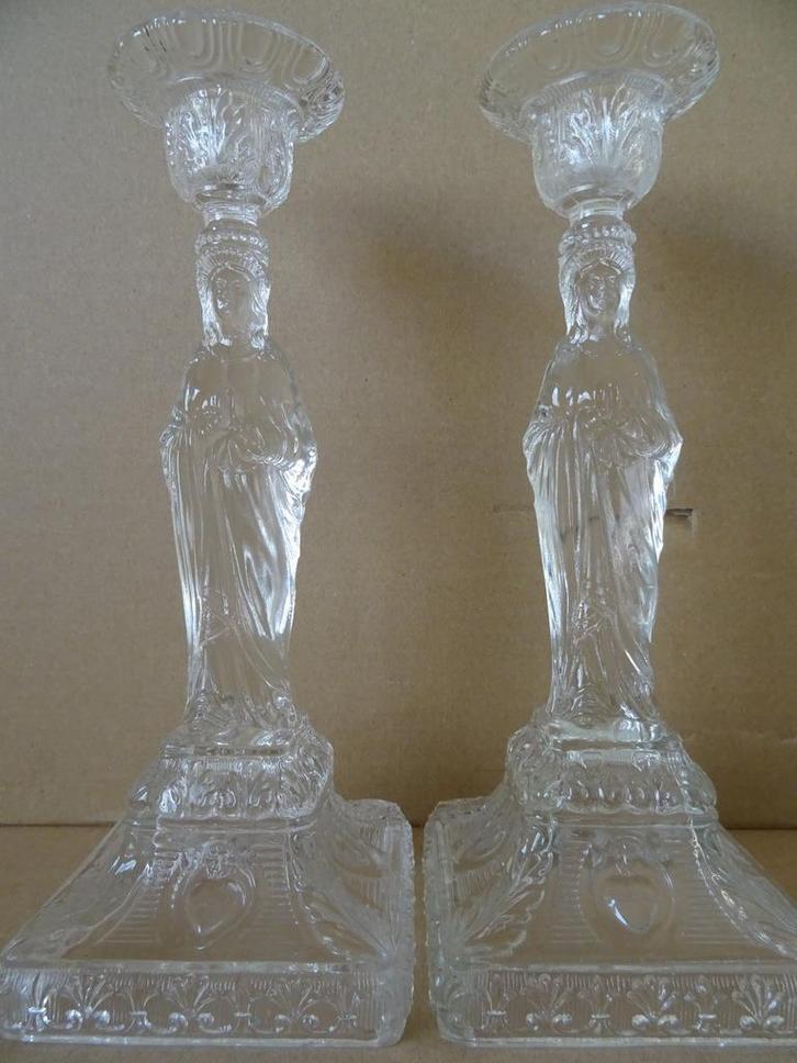 Chandeliers en verre Sacré-Cœur Marie Val Saint Lambert 25cm, Collections, Religion, Comme neuf, Christianisme | Catholique, Autres types