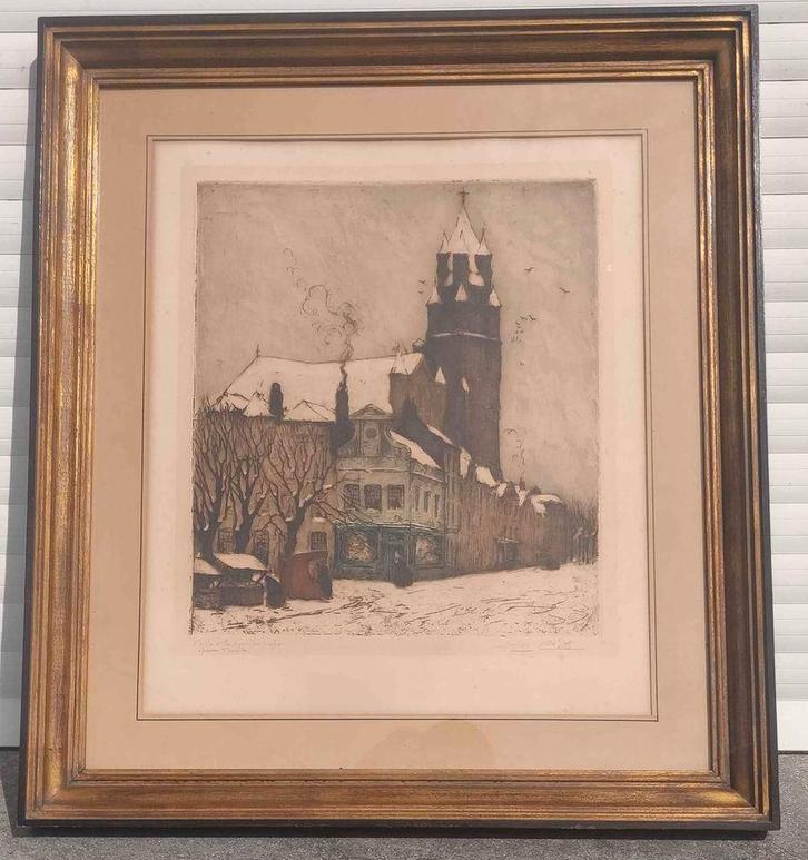 Eau forte épreuve d artiste signe julien celos, Antiek en Kunst, Kunst | Etsen en Gravures, Ophalen of Verzenden