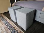 2 Tables de chevet / poufs en tissus gris clair chiné, Ophalen, Overige materialen, Minder dan 45 cm, 55 tot 70 cm