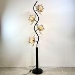 Staande lotuslamp met 4 bloemen, Gebruikt, Vintage, Ophalen of Verzenden, Glas