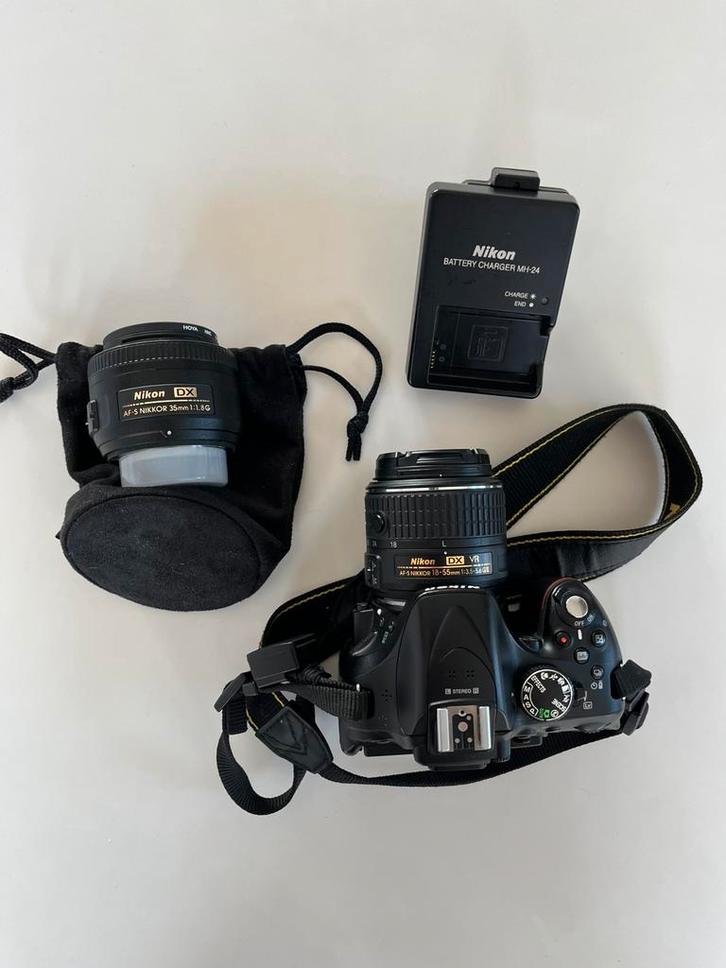 Nikon D5200 18-55 VR II Kit + Nikkor 35mm lens, Audio, Tv en Foto, Fotocamera's Digitaal, Zo goed als nieuw, Spiegelreflex, Nikon