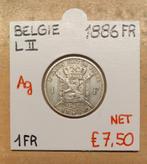 1FR  1886 FRANS   LEOPOLD II    BELGIE    ZILVER  € 7,50, Zilver, Ophalen of Verzenden, Losse munt, Zilver