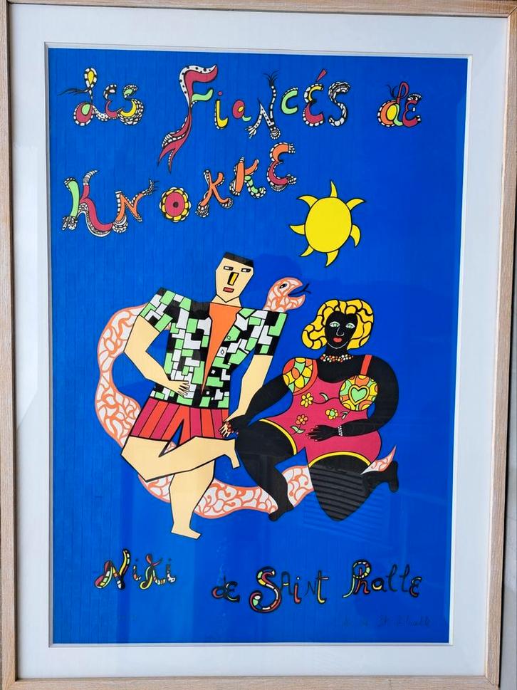 NIKI DE SAINT-PHALLE "Les fiancés de Knokke" zeefdruk, Antiek en Kunst, Kunst | Litho's en Zeefdrukken, Ophalen