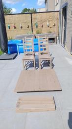 Vierkante tafel met 4 stoelen ikea, Huis en Inrichting, Tafels | Eettafels, Ophalen, Gebruikt, Vierkant, Grenenhout