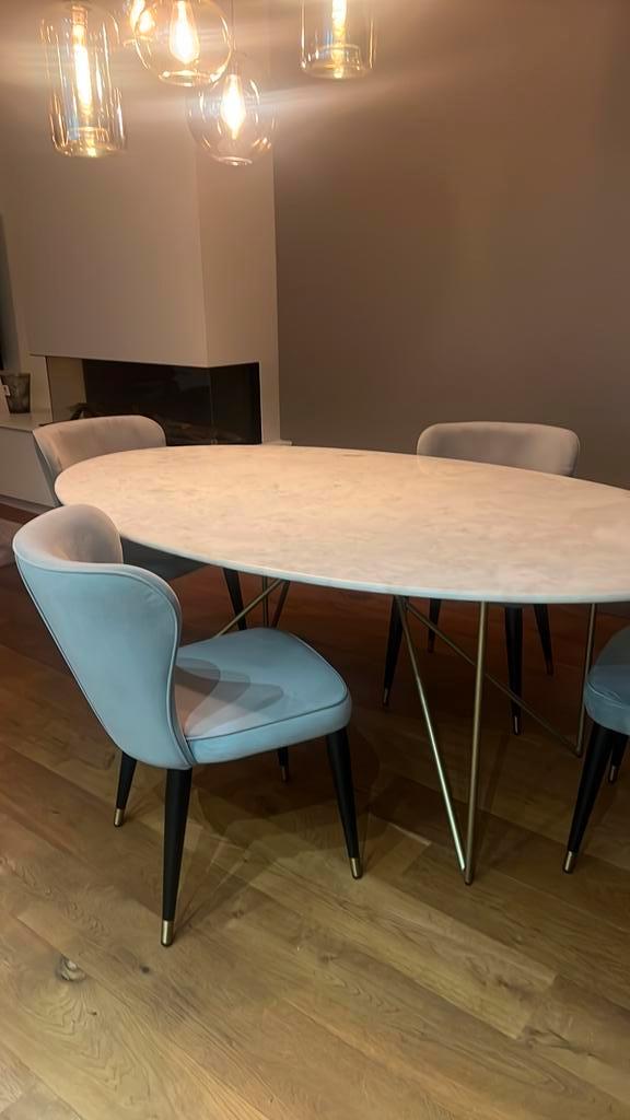 set van 6 stijlvolle fluwelen stoelen, merk Westwing, Huis en Inrichting, Stoelen, Gebruikt, Vijf, Zes of meer stoelen, Metaal