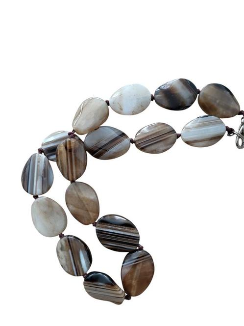 Unieke Handgemaakte Botswana Agaat Ketting, Handtassen en Accessoires, Edelstenen, Zo goed als nieuw, Ophalen of Verzenden