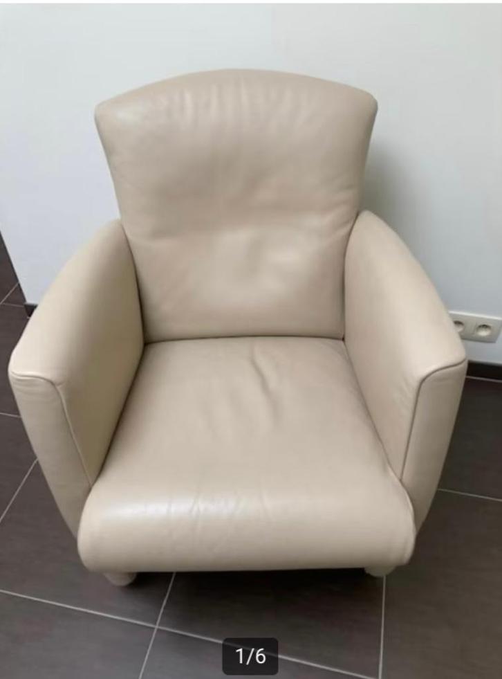MOOIE Jori éénpersoonszetel VINCI - leder - beige/crème, Huis en Inrichting, Fauteuils, Zo goed als nieuw, Leer, 50 tot 75 cm