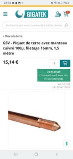 Piquet de terre cuivre neuf, Doe-het-zelf en Bouw, Elektriciteit en Kabels, Ophalen, Nieuw