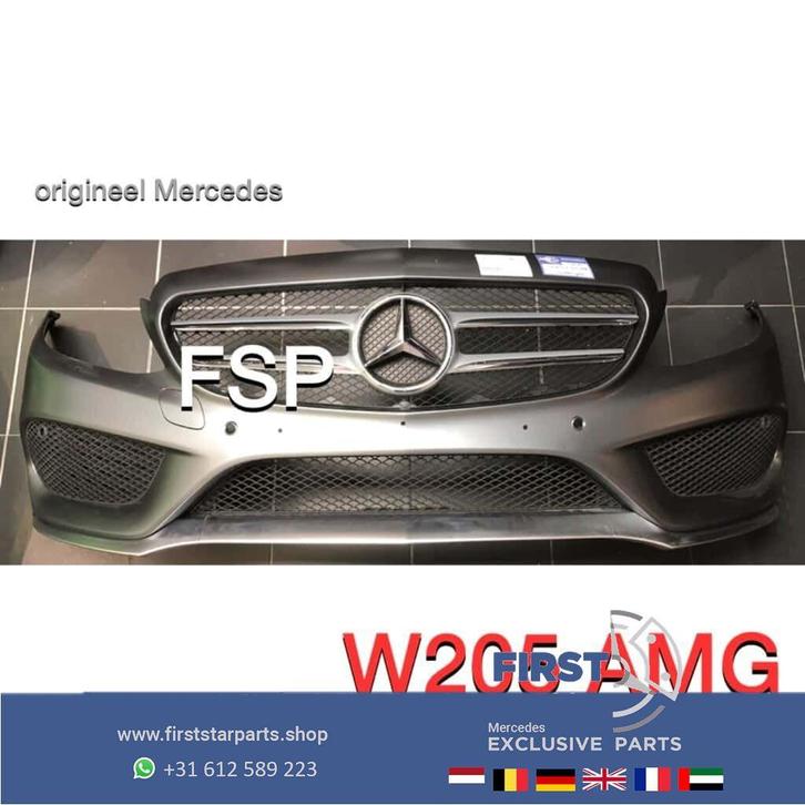 W205 C43 AMG Voorbumper Mercedes C Klasse 2014-2019 mat grij, Auto-onderdelen, Carrosserie, Bumper, Mercedes-Benz, Voor, Gebruikt