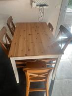 Eettafel + 3 stoelen + 2 kinderstoelen, Huis en Inrichting, Ophalen, Gebruikt