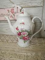 Koffiepot brocante roze bloemen, Antiek en Kunst, Ophalen