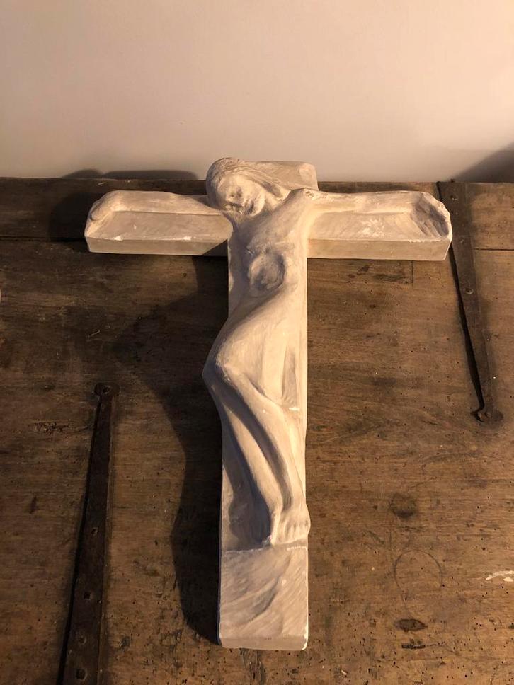 KUNST BEELD GIPS KRUISBEELD ANTOON VAN PARIJS, Antiek en Kunst, Kunst | Beelden en Houtsnijwerken, Ophalen of Verzenden