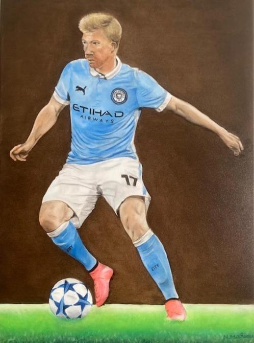 EIGEN OLIEVERFSCHILDERIJ  KEVIN DEBRUYNE OP VELD, Antiek en Kunst, Kunst | Schilderijen | Klassiek, Ophalen