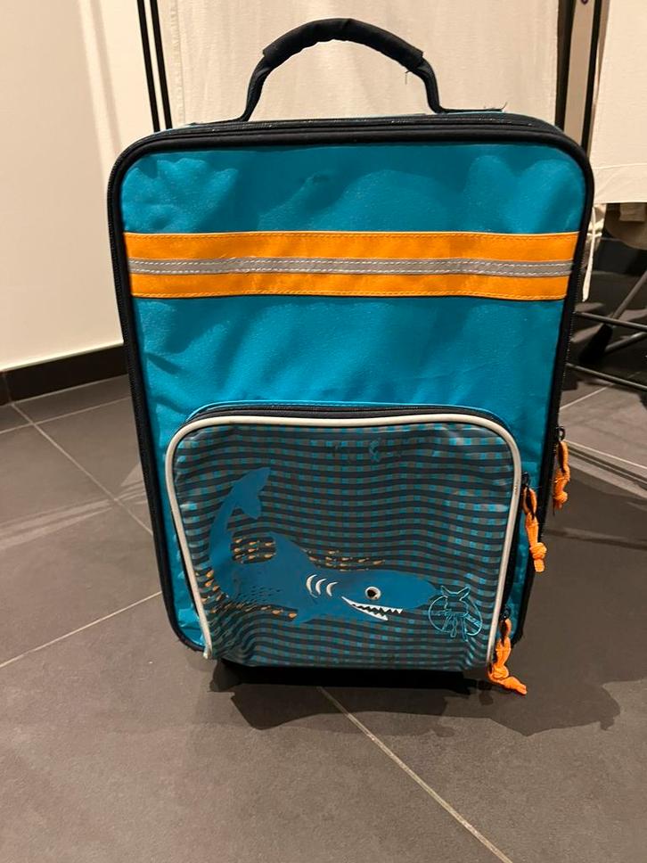 Blauw valiesje voor kinderen van merk Lassig, Handtassen en Accessoires, Koffers, Gebruikt, Zacht kunststof, Minder dan 50 cm