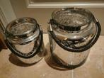 2 Mooie windlicht potten in spiegelglas, Huis en Inrichting, Ophalen of Verzenden, Zo goed als nieuw