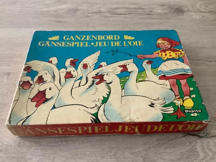 Oudentiek vintage ganzenbord, Hobby en Vrije tijd, Gezelschapsspellen | Bordspellen, Gebruikt, Een of twee spelers, Drie of vier spelers