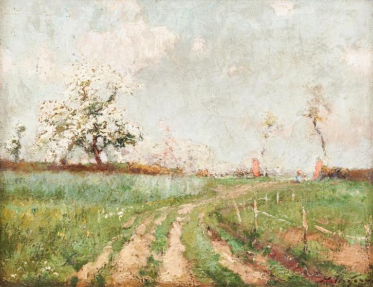 Pieter Gorus (1881-1941): Landschap (O/D, 56 x 47 cm), Antiek en Kunst, Kunst | Schilderijen | Klassiek, Ophalen of Verzenden