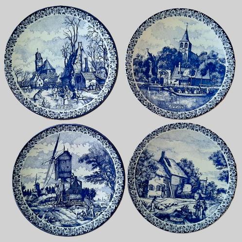 Set van 4 Delfts Blauw Holland "4 seizoenen" handbeschilderd, Antiek en Kunst, Antiek | Wandborden en Tegels, Ophalen of Verzenden