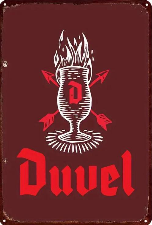 Reclamebord vintage Duvel (rood) - mancave poolhouse nieuw, Verzamelen, Merken en Reclamevoorwerpen, Zo goed als nieuw, Reclamebord