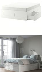 Ikea brimmes bed 1m40 op 2m, Huis en Inrichting, Slaapkamer | Bedden, Ophalen, Wit, 140 cm, Zo goed als nieuw