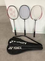 Lot van 3 badminton rackets Yonex en 2 opbergzakken, Sport en Fitness, Badminton, Racket(s), Gebruikt, Ophalen