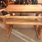 schoolbankje pitch pine, Antiek en Kunst, Ophalen