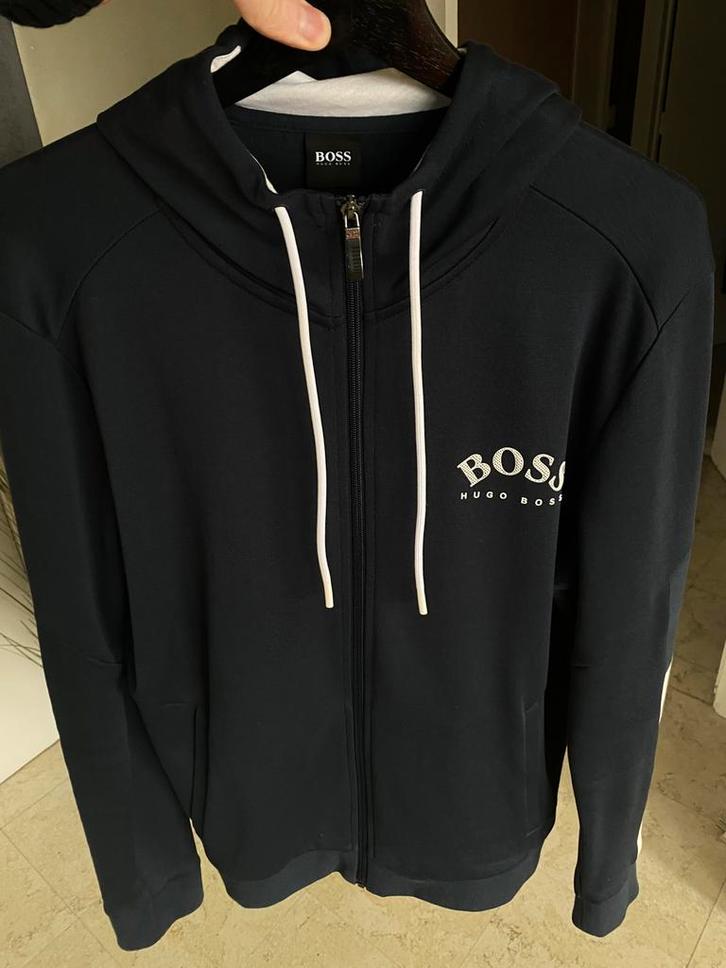 Hugo boss heren vest -jas sweater blauw/wit, Kleding | Heren, Truien en Vesten, Zo goed als nieuw, Blauw, Verzenden