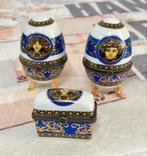Fabergé ei eieren Versace Medusa SET blauw-wit faberge z/r, Antiek en Kunst, Ophalen of Verzenden