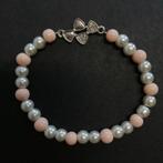 Bracelet argent et perles roses avec noeud en argent, Argent, Rose, Avec bracelets à breloques ou perles, Enlèvement ou Envoi