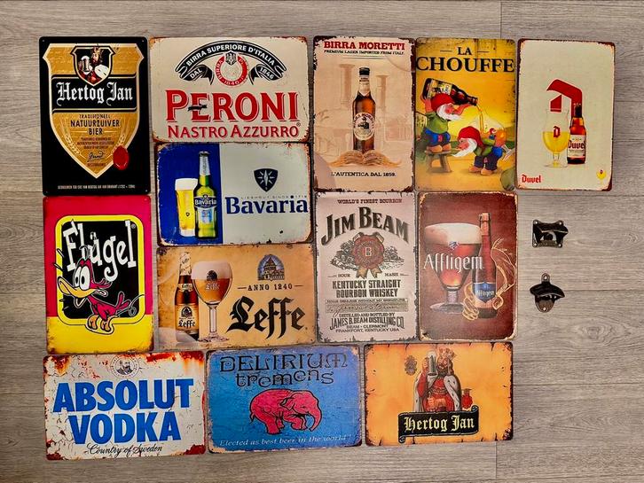 Bierborden met bekende biermerken | Nieuwstaat | 30 x 20 cm, Antiek en Kunst, Antiek | Wandborden en Tegels, Ophalen of Verzenden
