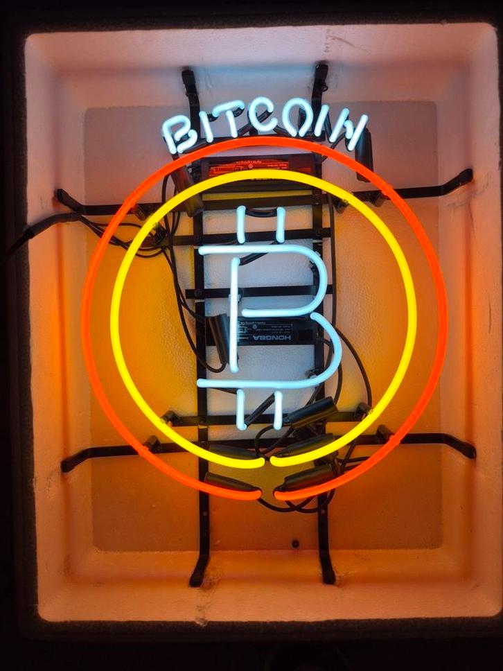 Bitcoin glazen neon, Verzamelen, Merken en Reclamevoorwerpen, Nieuw, Ophalen of Verzenden