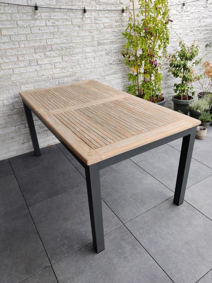 Terrastafel Teak/Aluminium, Tuin en Terras, Tuintafels, Zo goed als nieuw, Aluminium, Ophalen