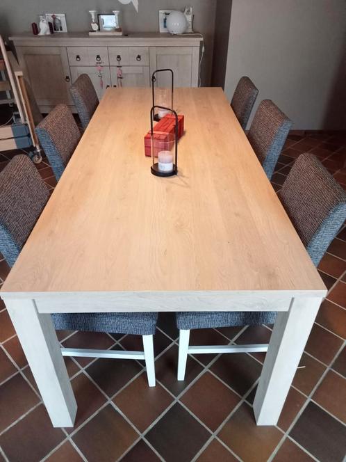 Zo goed als nieuw tafel + 8 stoelen. 220-90 cm, Huis en Inrichting, Complete eetkamers, Zo goed als nieuw, Ophalen