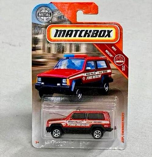 Matchbox MB 574 Jeep Cherokee Police Fire Rescue Metal 1:64, Hobby en Vrije tijd, Modelauto's | Overige schalen, Nieuw, Auto, Ophalen of Verzenden