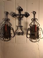 Gotisch smeedijzeren kruis+kandelaar wandlamp, Gebruikt, Ophalen of Verzenden