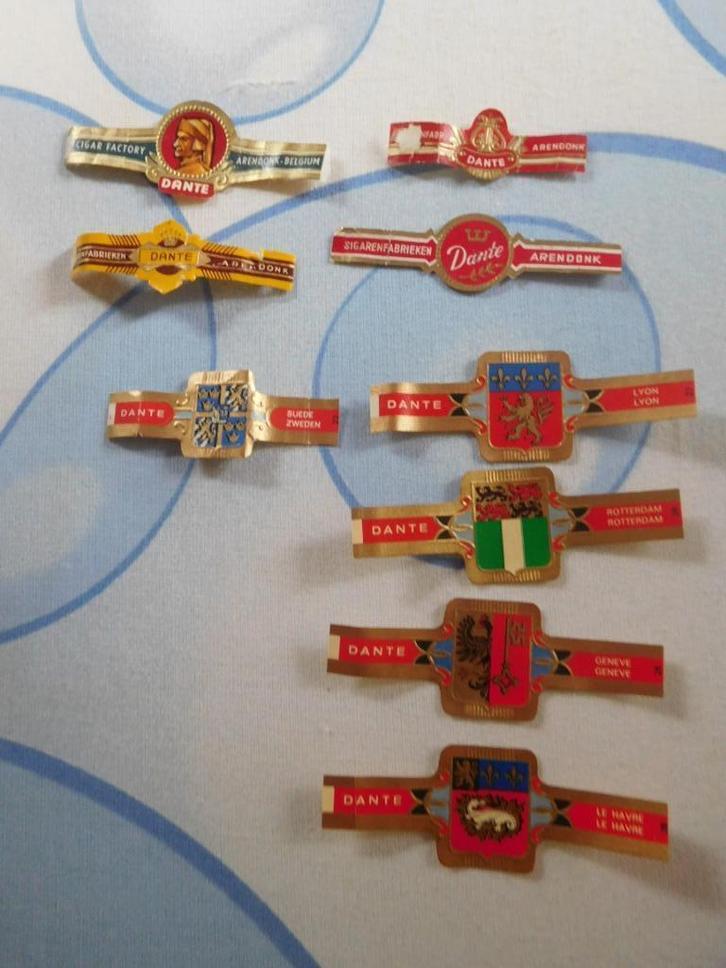 sigarenringen fabrikant Dante + Armoiries, Verzamelen, Rookartikelen, Aanstekers en Luciferdoosjes, Gebruikt, Sigarenbandjes, Ophalen of Verzenden